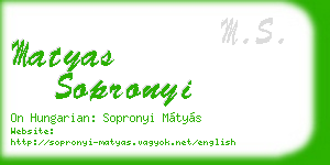 matyas sopronyi business card