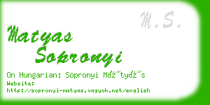 matyas sopronyi business card